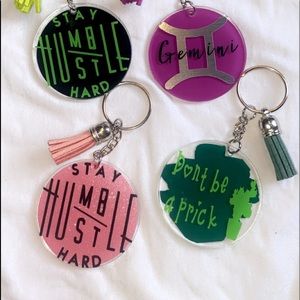 Keychains, car stickers, ect